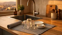 Bytt ut oppvaskstativet: slik gir en sammenrullbar oppvaskmatte mer benkeplass